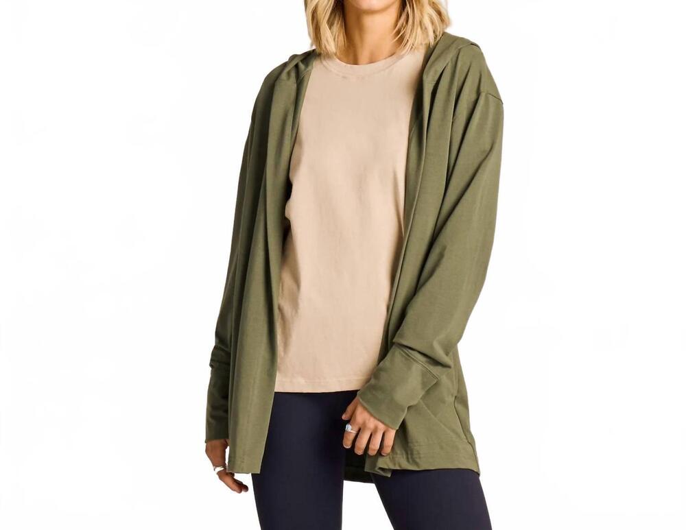 NEW LIFE IS GOOD crusher flex cardigan in dark moss green